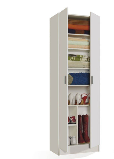 Versatile White Multi-Purpose Storage Cupboard with Eight Internal Compartments - UK Luxury Furniture